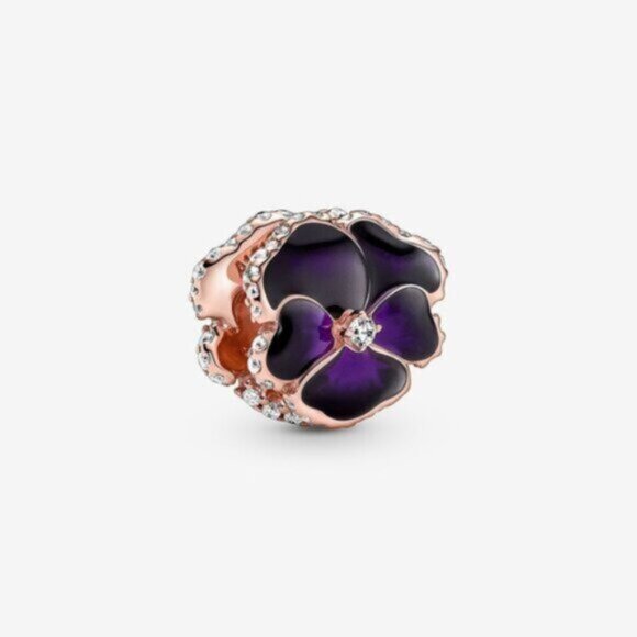 Pandora Deep Purple Pansy Flower Charm - Picture 1 of 6